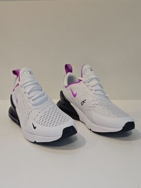 Nike Air Max 270 GS Kids Sneakers - White And Fuchsia Dream Size 7Y/Women's 8.5